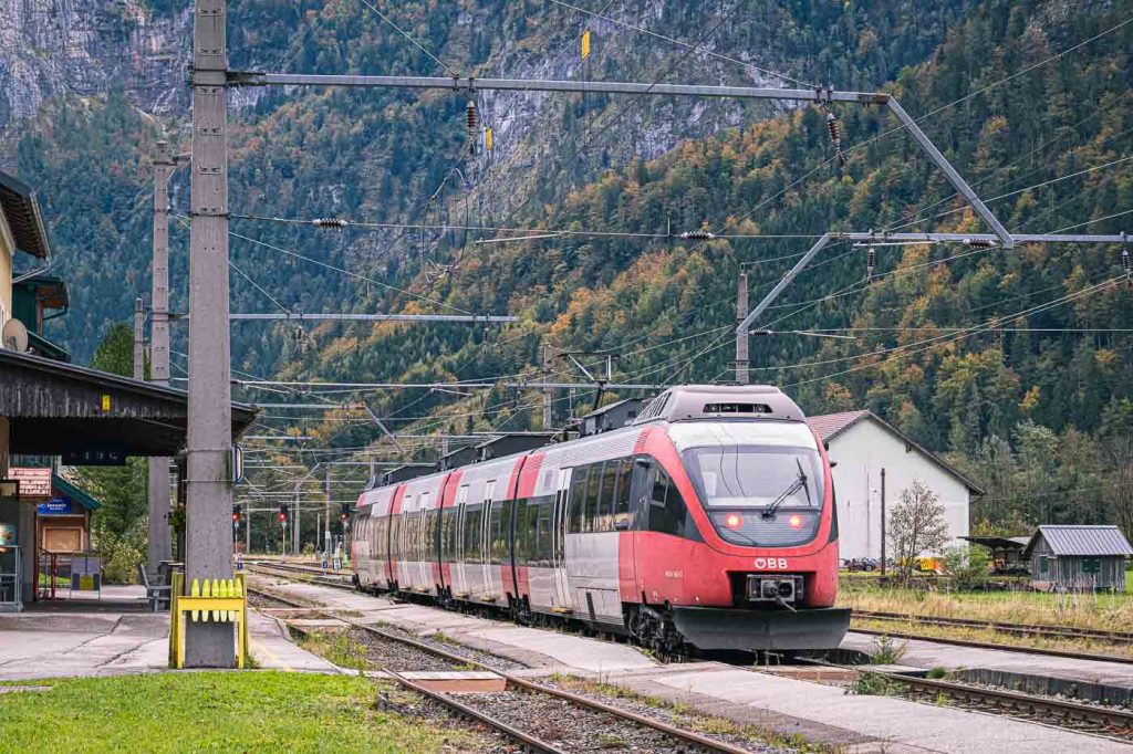 Train travel in the countryside of Austria